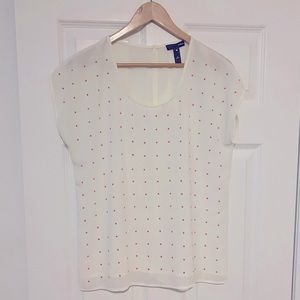 Aqua sheer blouse with pink bots design. Excellent condition. Size M/S.